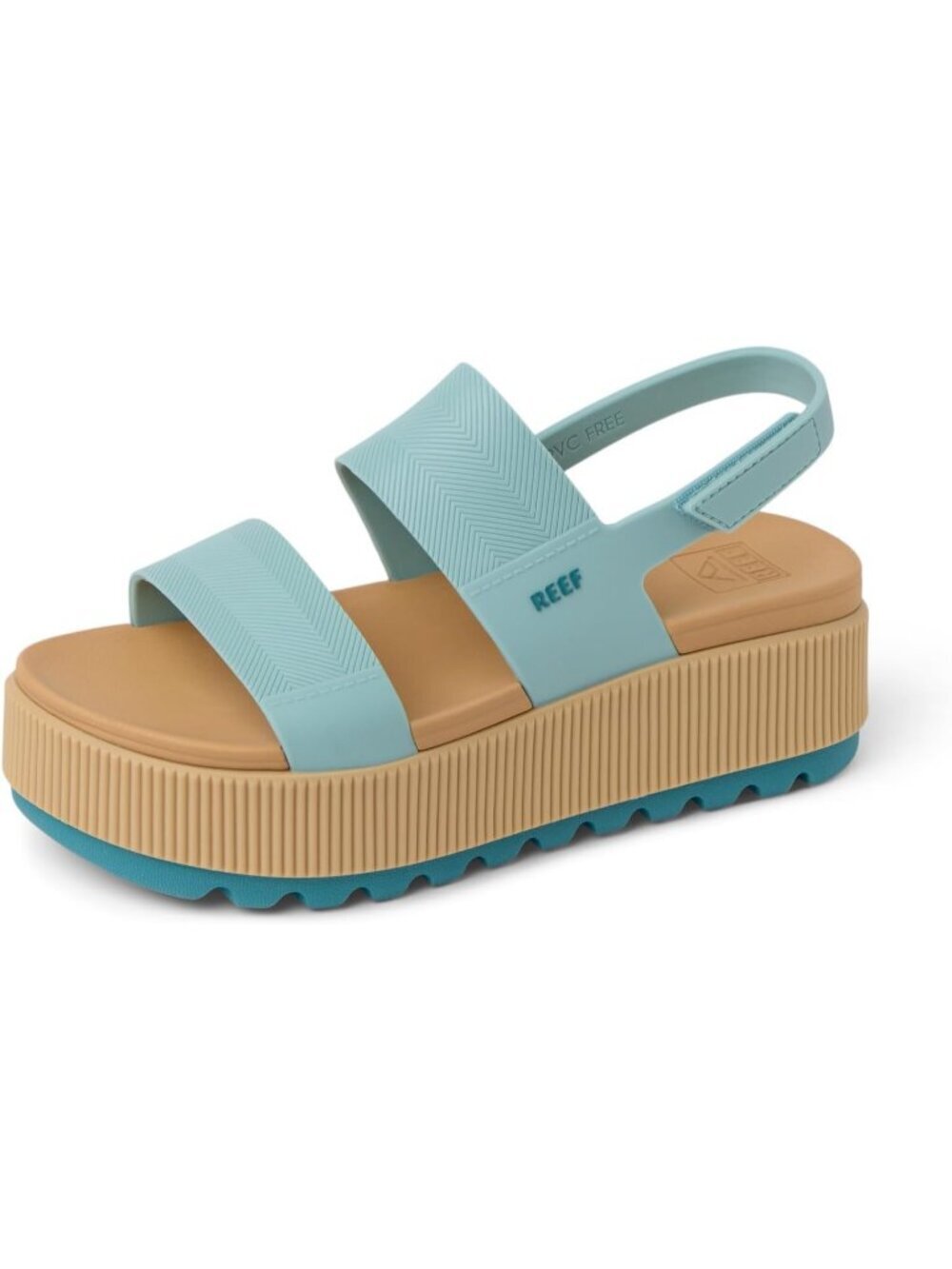 Women's Blue Haze Tan Water Vista Higher Open Toe Platform Wedge Sandal Shoes